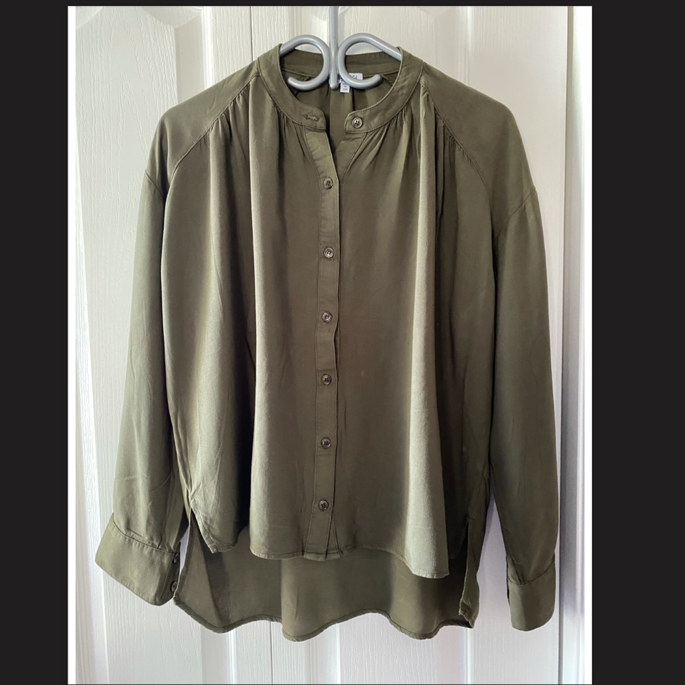 Women's Army Green Button Up Top